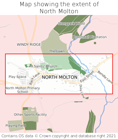 Map showing extent of North Molton as bounding box