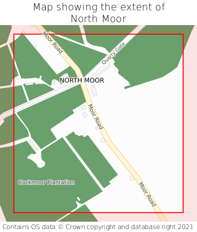 Map showing extent of North Moor as bounding box