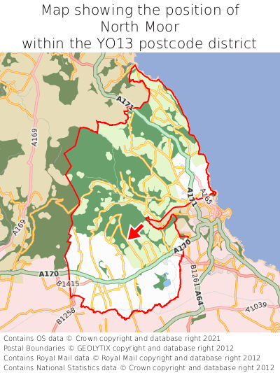 Map showing location of North Moor within YO13