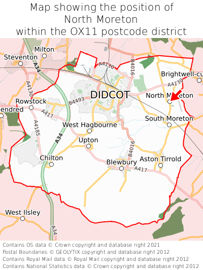 Map showing location of North Moreton within OX11