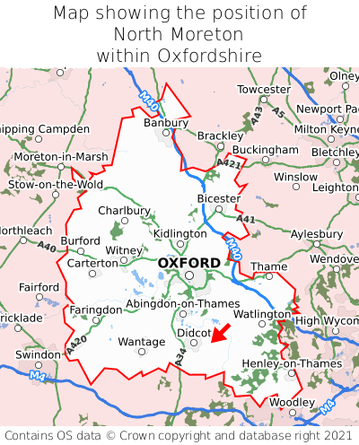 Map showing location of North Moreton within Oxfordshire