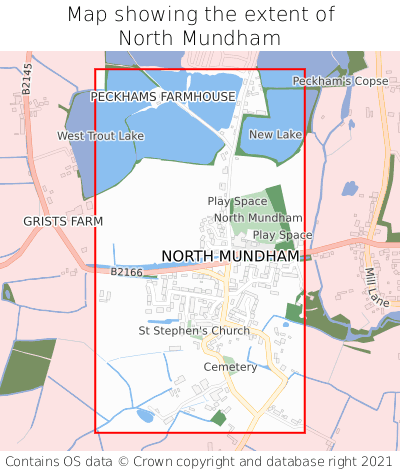 Map showing extent of North Mundham as bounding box