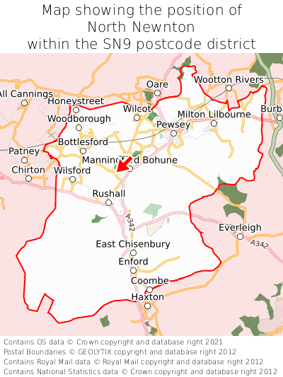 Map showing location of North Newnton within SN9