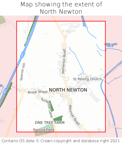 Map showing extent of North Newton as bounding box