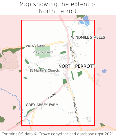 Map showing extent of North Perrott as bounding box