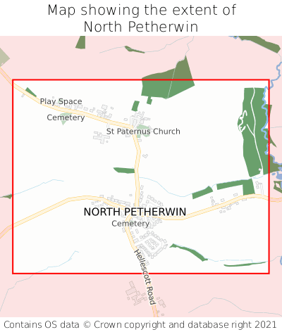 Map showing extent of North Petherwin as bounding box