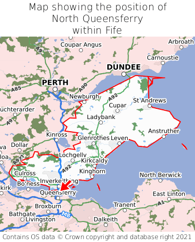 Map showing location of North Queensferry within Fife