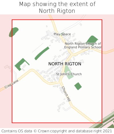 Map showing extent of North Rigton as bounding box