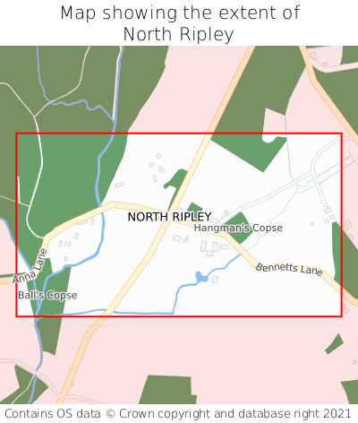 Map showing extent of North Ripley as bounding box