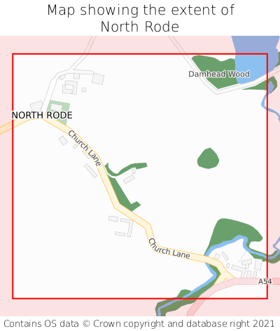 Map showing extent of North Rode as bounding box