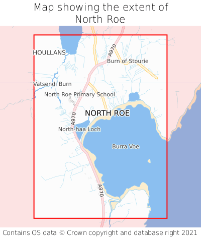 Map showing extent of North Roe as bounding box