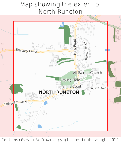 Map showing extent of North Runcton as bounding box