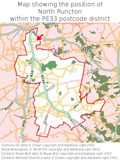 Map showing location of North Runcton within PE33