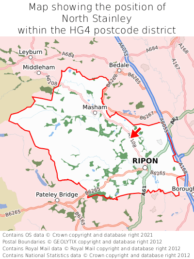 Map showing location of North Stainley within HG4