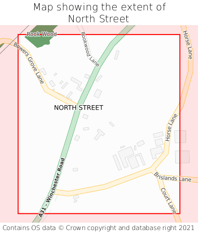 Map showing extent of North Street as bounding box