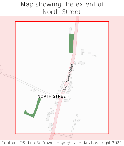 Map showing extent of North Street as bounding box