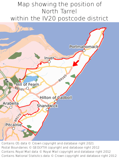 Map showing location of North Tarrel within IV20