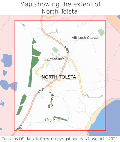 Map showing extent of North Tolsta as bounding box