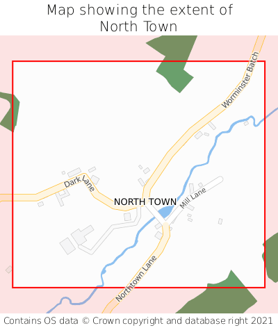 Map showing extent of North Town as bounding box