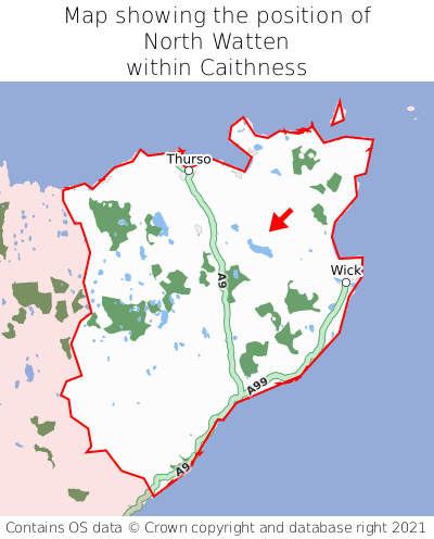 Map showing location of North Watten within Caithness