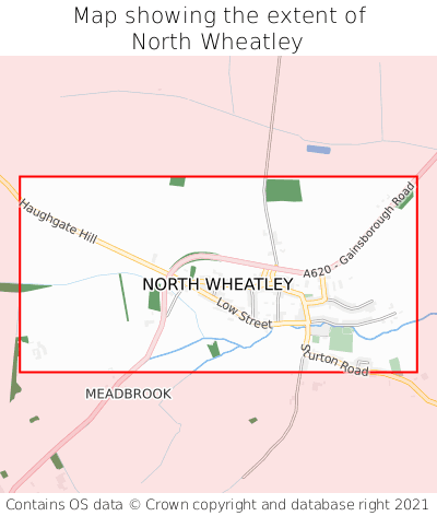 Map showing extent of North Wheatley as bounding box