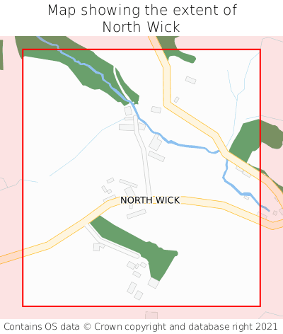 Map showing extent of North Wick as bounding box