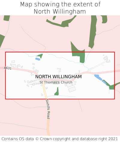 Map showing extent of North Willingham as bounding box