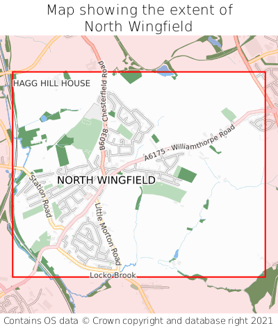 Map showing extent of North Wingfield as bounding box