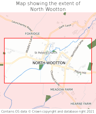 Map showing extent of North Wootton as bounding box