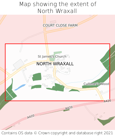 Map showing extent of North Wraxall as bounding box