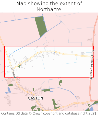 Map showing extent of Northacre as bounding box