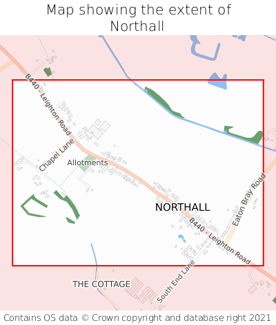 Map showing extent of Northall as bounding box