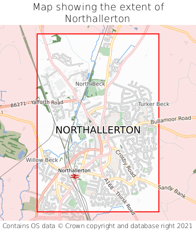 Map showing extent of Northallerton as bounding box