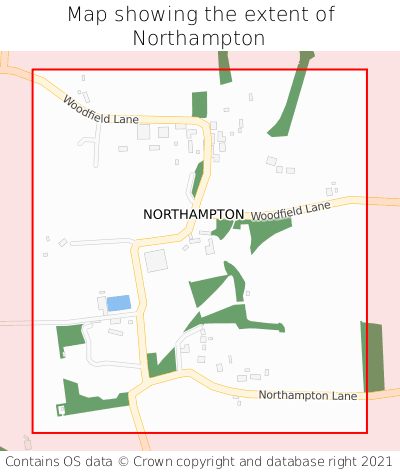 Map showing extent of Northampton as bounding box