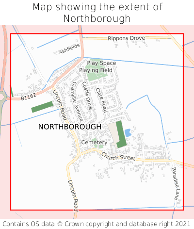 Map showing extent of Northborough as bounding box