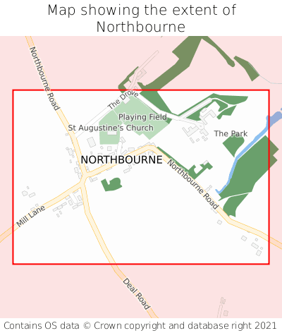 Map showing extent of Northbourne as bounding box