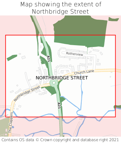 Map showing extent of Northbridge Street as bounding box