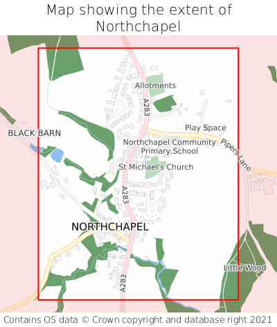 Map showing extent of Northchapel as bounding box