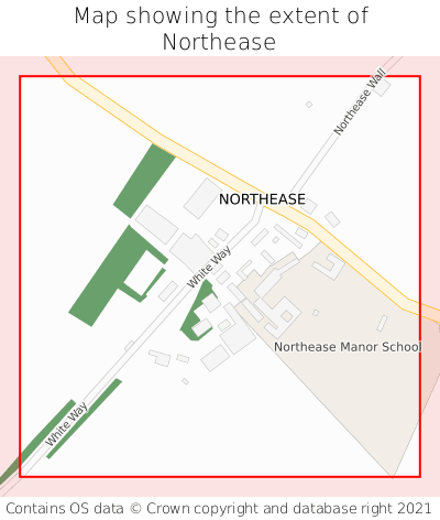 Map showing extent of Northease as bounding box