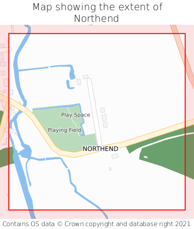 Map showing extent of Northend as bounding box