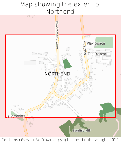 Map showing extent of Northend as bounding box