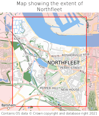Map showing extent of Northfleet as bounding box