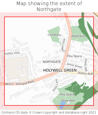 Map showing extent of Northgate as bounding box