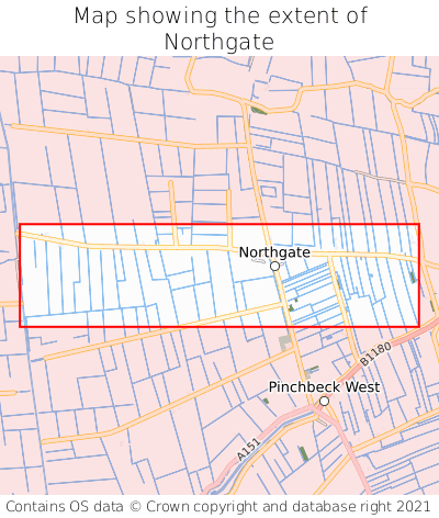 Map showing extent of Northgate as bounding box