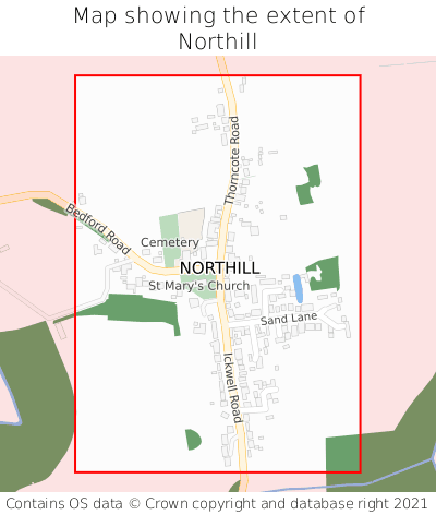 Map showing extent of Northill as bounding box