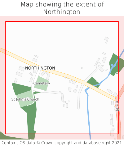 Map showing extent of Northington as bounding box