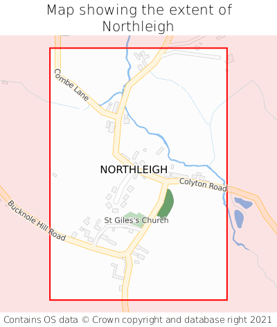 Map showing extent of Northleigh as bounding box