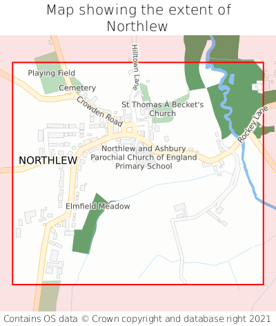 Map showing extent of Northlew as bounding box