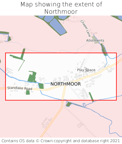 Map showing extent of Northmoor as bounding box