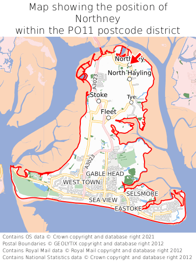 Map showing location of Northney within PO11